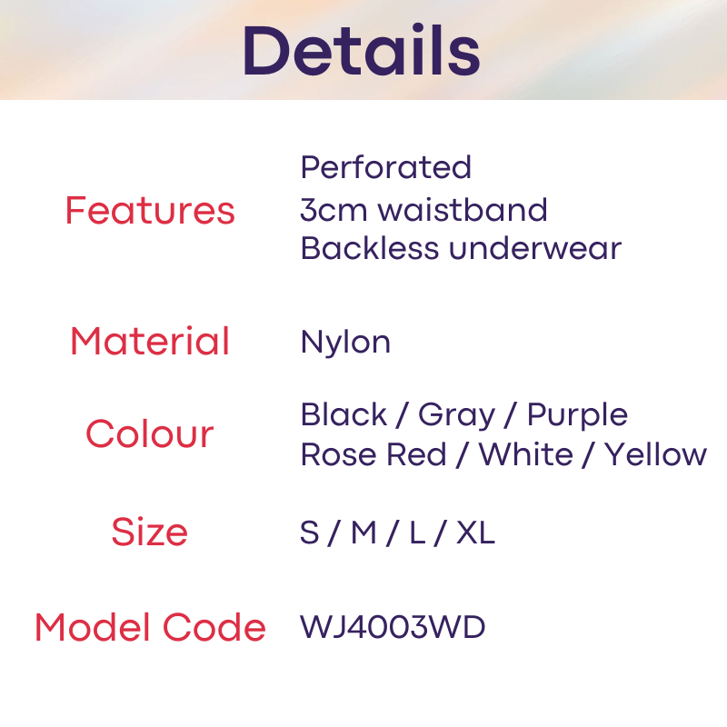 Men's Underwear: Perforated Pouch Only Backless Underwear (WJ4003WD)