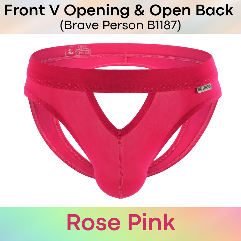 Men's Brief : Front V Opening/Open Back Underwear (Brave Person BP1187)