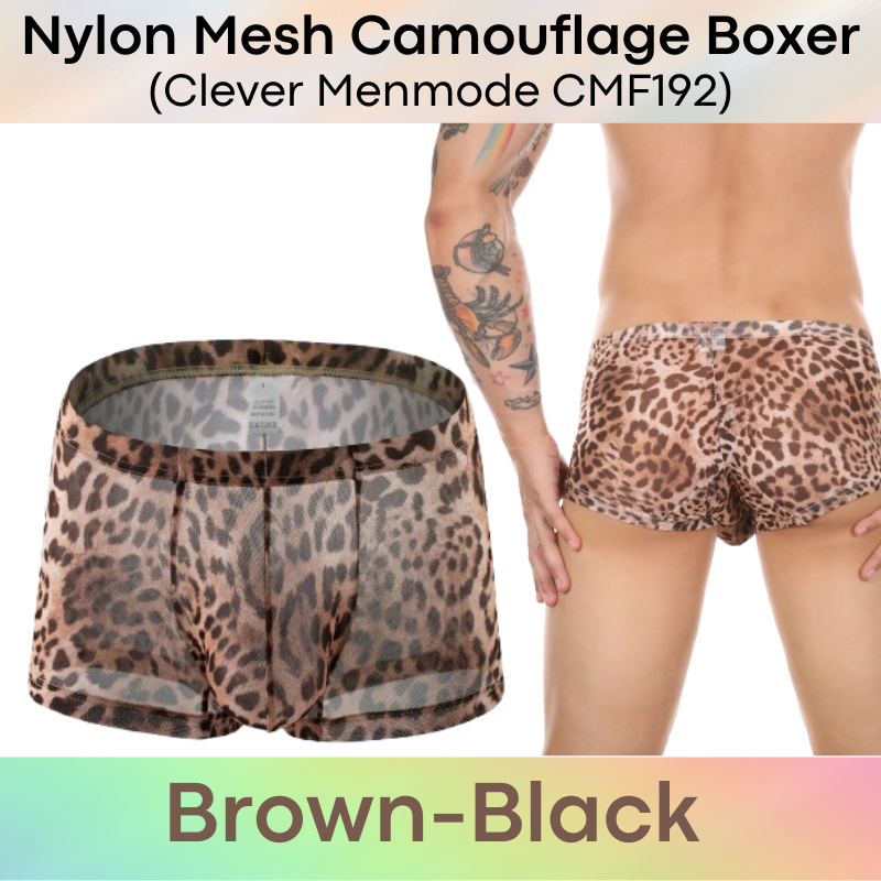 Men's Boxer: Nylon Mesh Camouflage Print Boxer Underwear (CMF192)