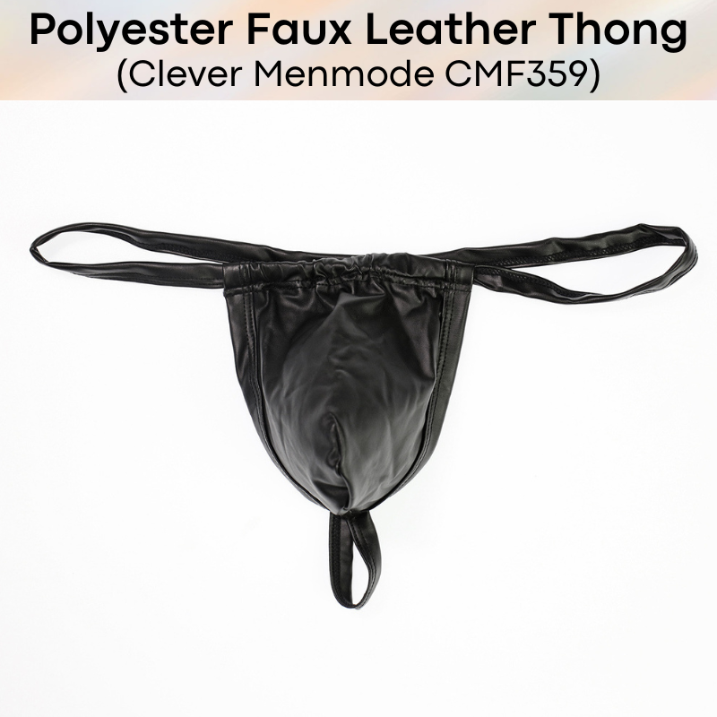 Men's Thong: Polyester Faux Leather Thong (CMF359)