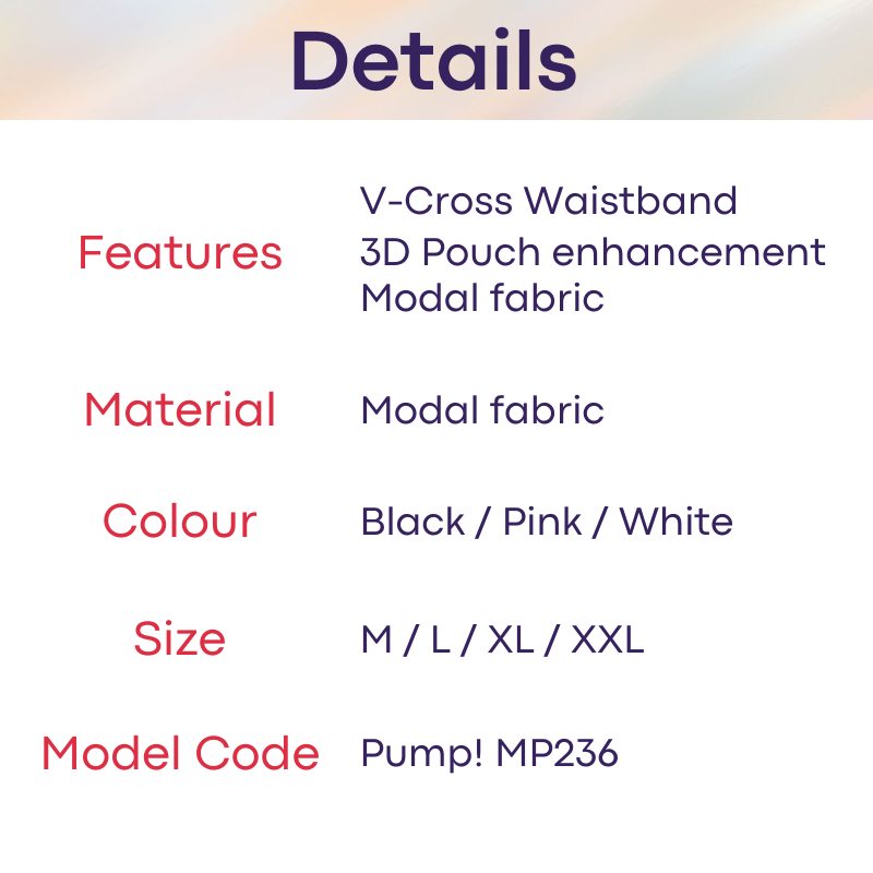 Men's Jockstrap :  V-Cross Jockstrap with modal fabric 3D Pouch (Pump MP236)