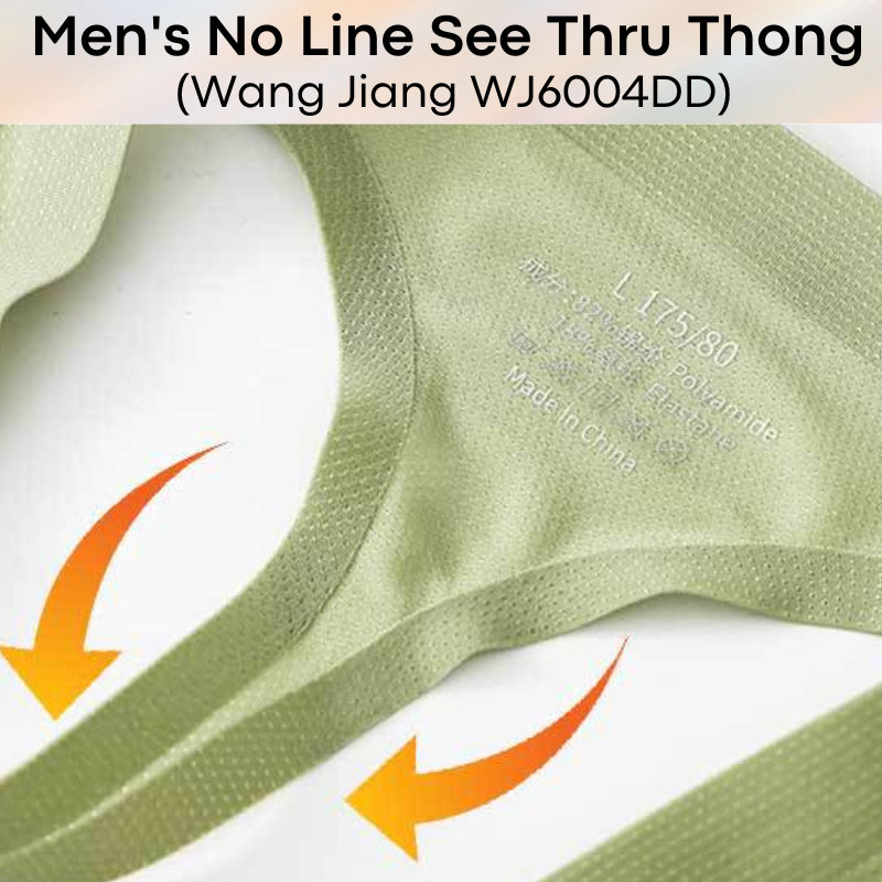 Mens Thong: No Line See Thru Polyester Thong Underwear (WJ6004DD)