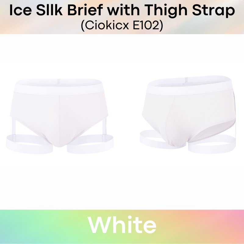 Men's Brief : Polyester Ice Silk Thin Brief with Thigh Strap (Ciokicx E102)