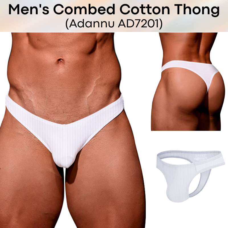 Men's Thong : Combed Cotton Half Back Thong Underwear (Adannu AD7201)