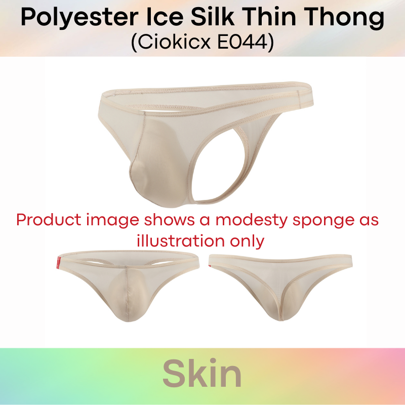 Men's Thong: Polyester Ice Silk Low Waist Thong with 2 Bar Side Stripe (E044)