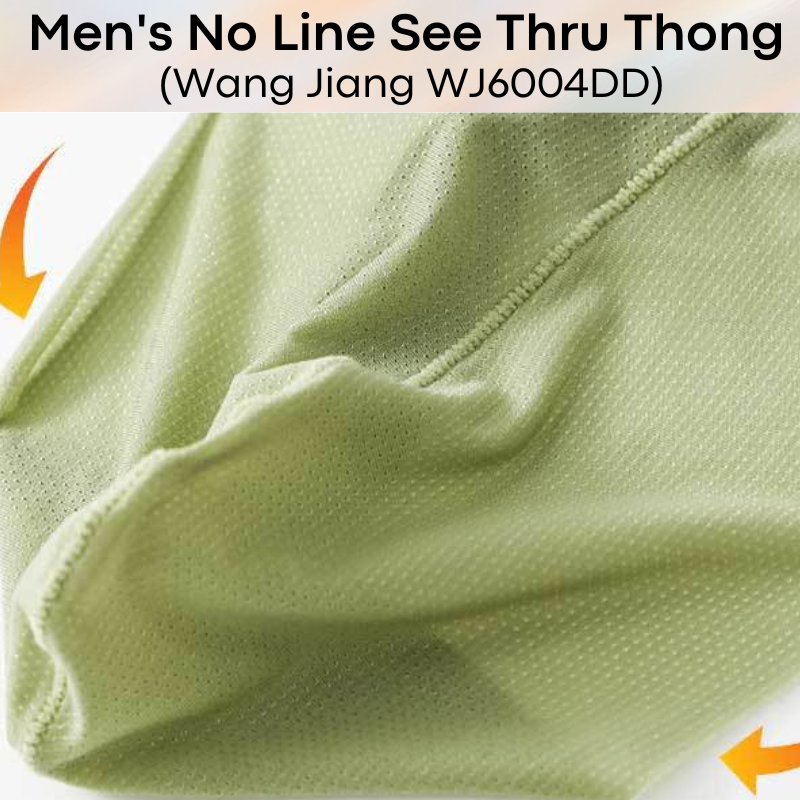 Mens Thong: No Line See Thru Polyester Thong Underwear (WJ6004DD)