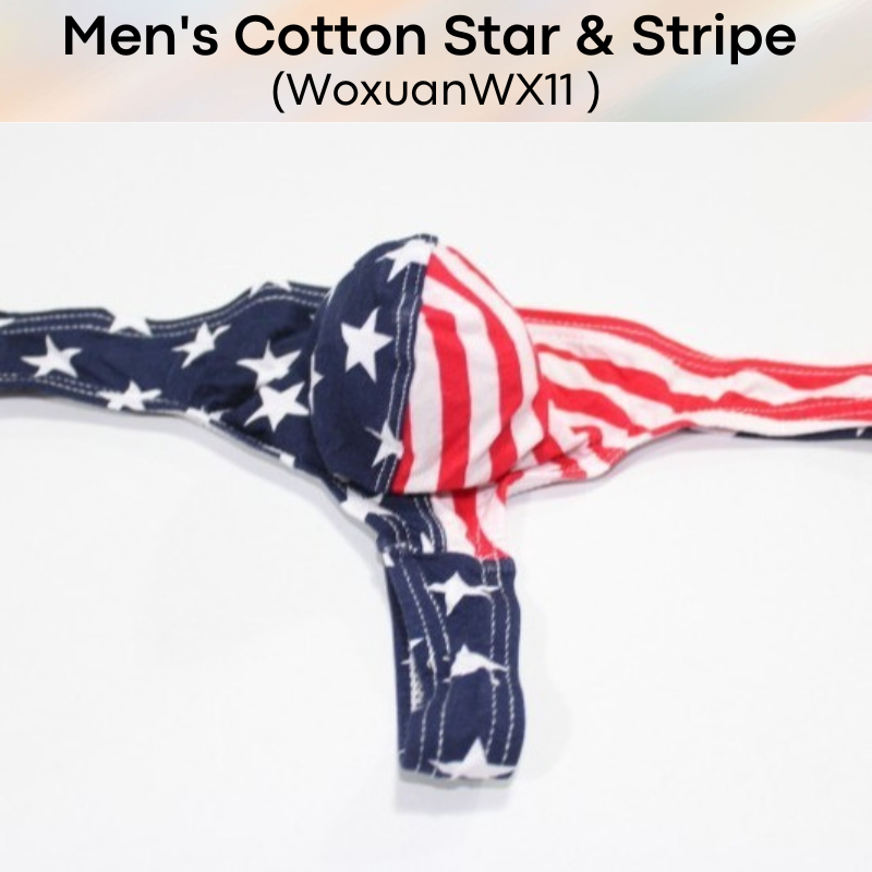 Men's Thong : Stars and Stripes Cotton Thong Underwear (Woxuan WX11)