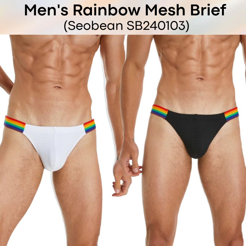Men's Brief : Mesh Side Rainbow Brief Underwear (Seobean SB240103)