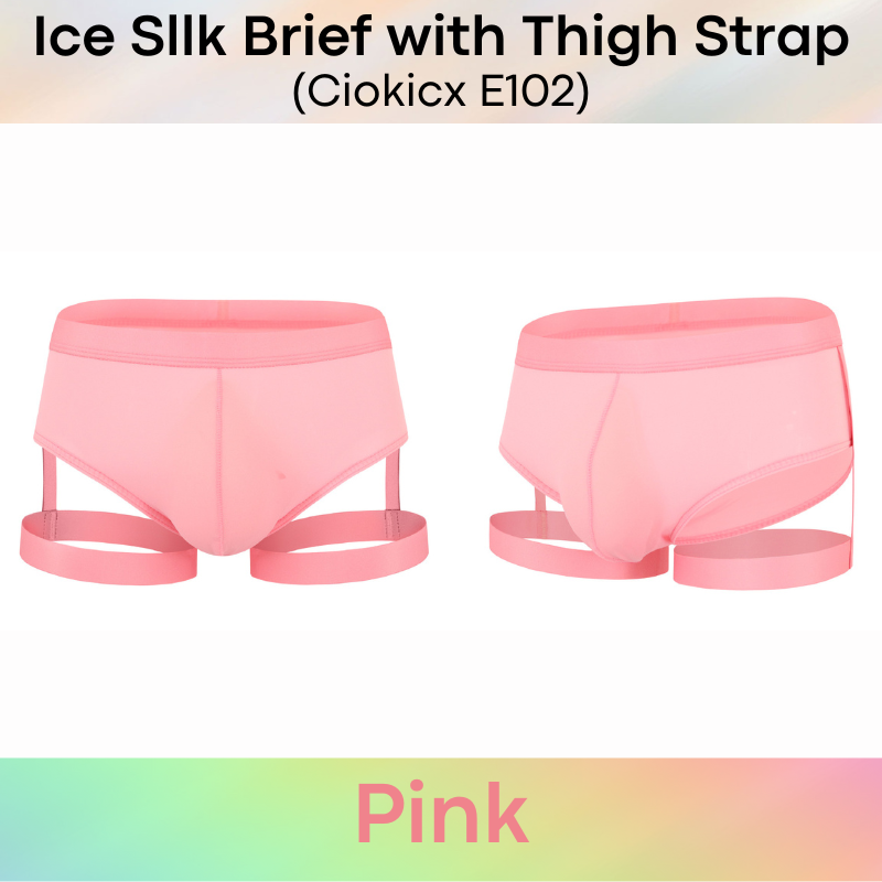 Men's Brief : Polyester Ice Silk Thin Brief with Thigh Strap (Ciokicx E102)