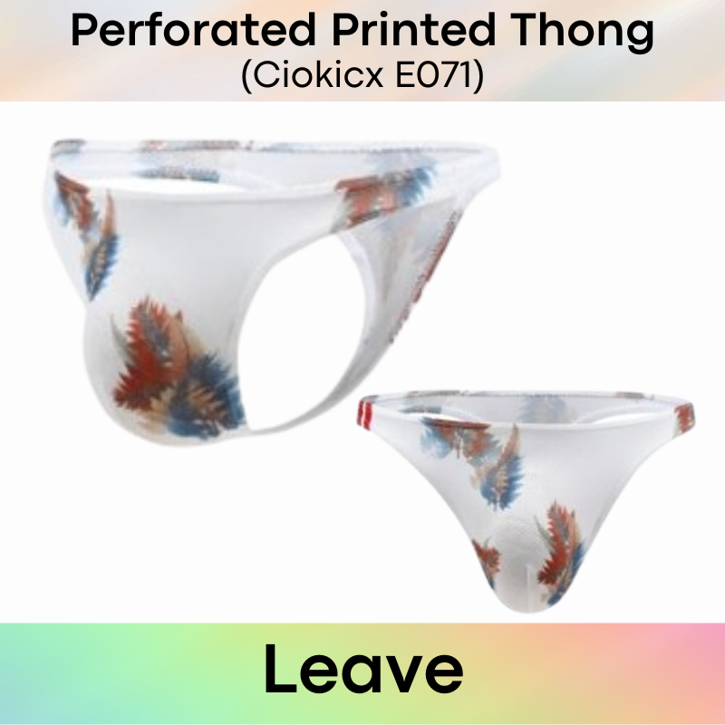 Men's Thong: Polyester Printed Thong with Perforated Air Holes (E071)