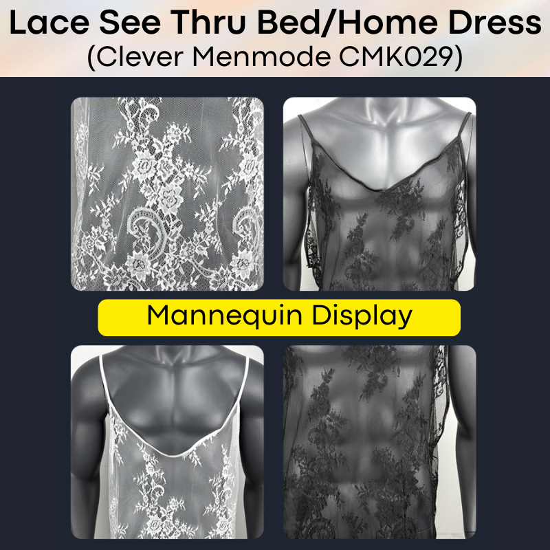 Unisex : Nylon Lace See Through Low Back Adjustable Shoulder Strap Home/Bed Dress (CMK029)