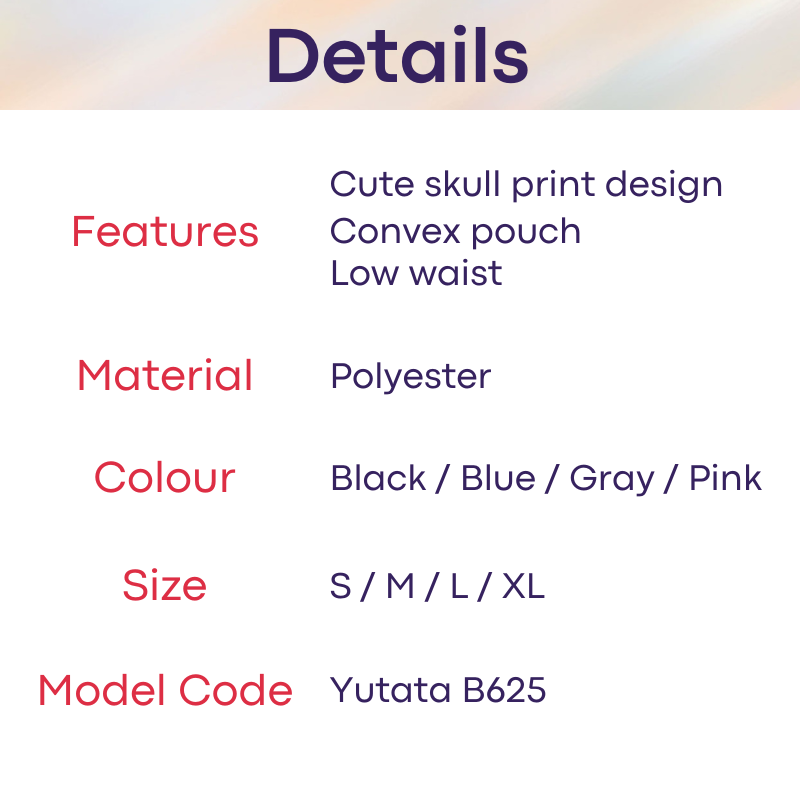 Men's Thong: Polyester Cartoon Skull Print Thong Underwear (B625)