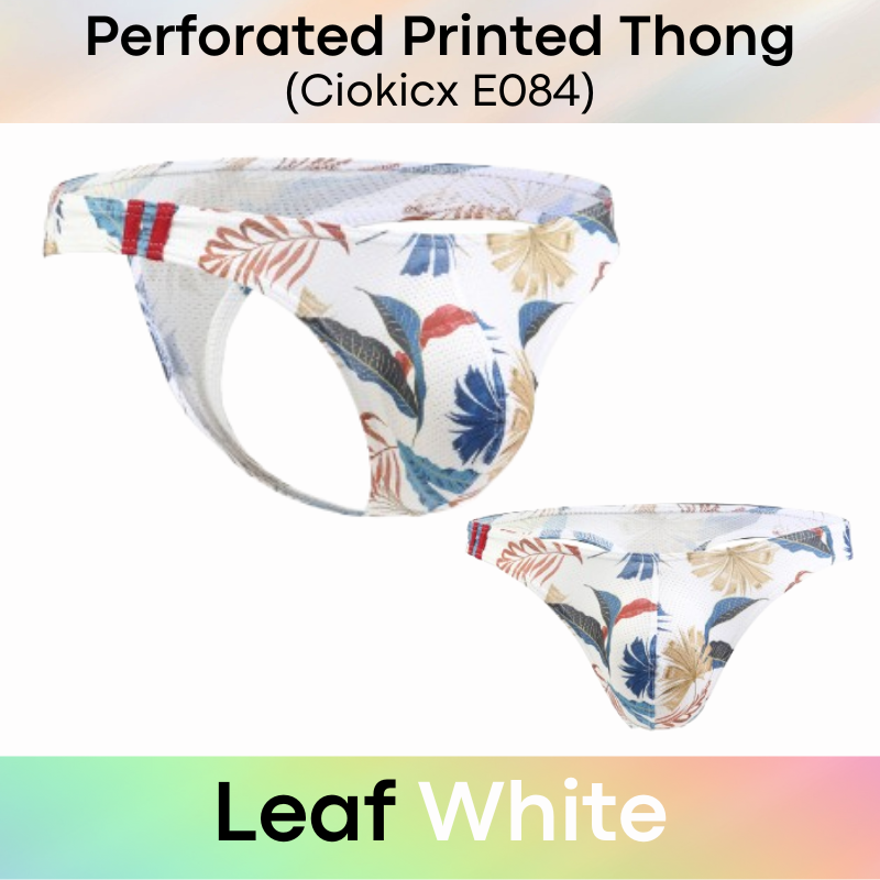 Men's Thong: Polyester Printed Thong with Perforated Air Holes (E084)