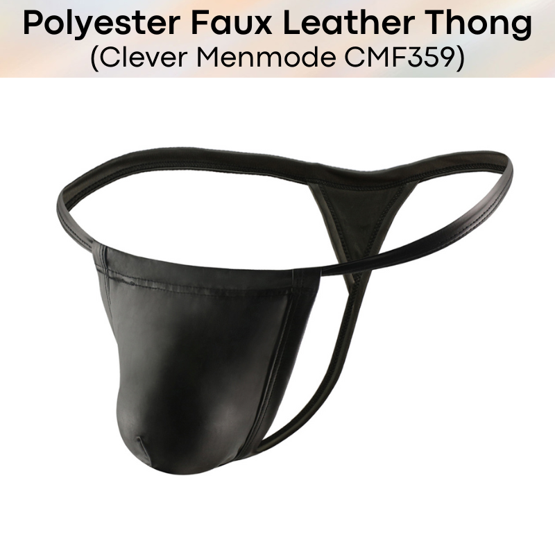 Men's Thong: Polyester Faux Leather Thong (CMF359)