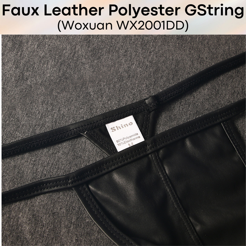 Men's GString: Faux Leather Polyester GString Underwear (WX2001DD)