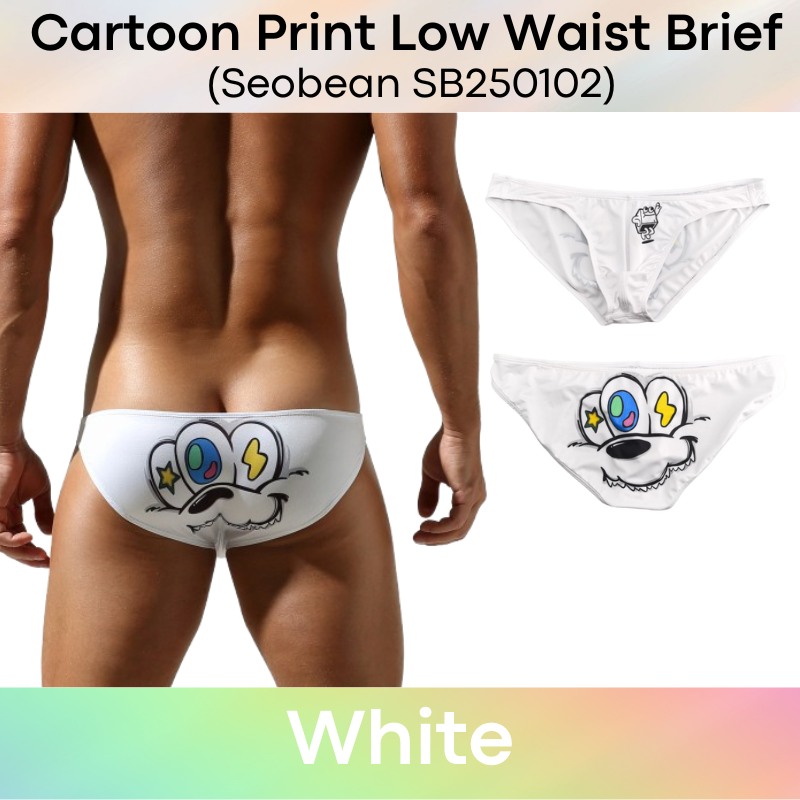 Men's Brief: Polyester Cartoon Low Waist Brief Underwear (SB250102)