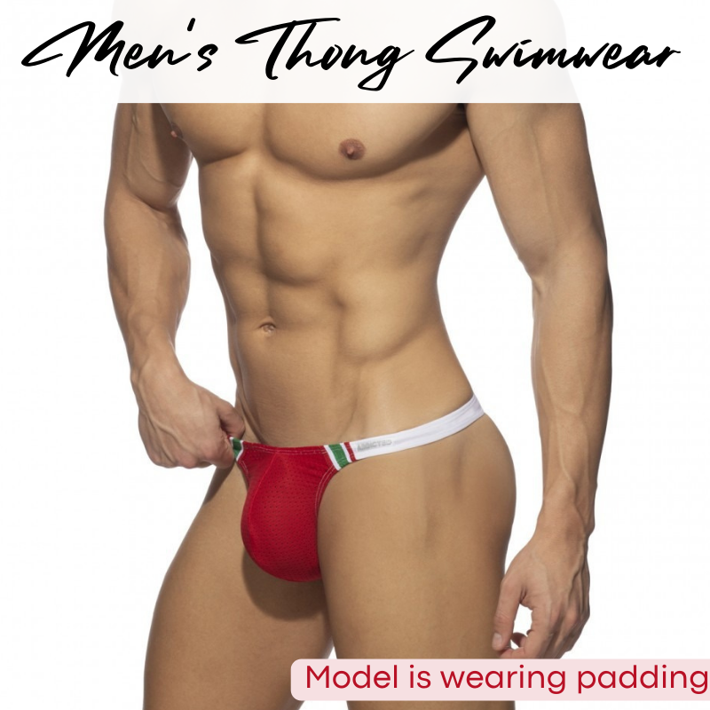 Men's Swimwear : Low Waist Polyester Swim Thong (Obeachsport OBS436)