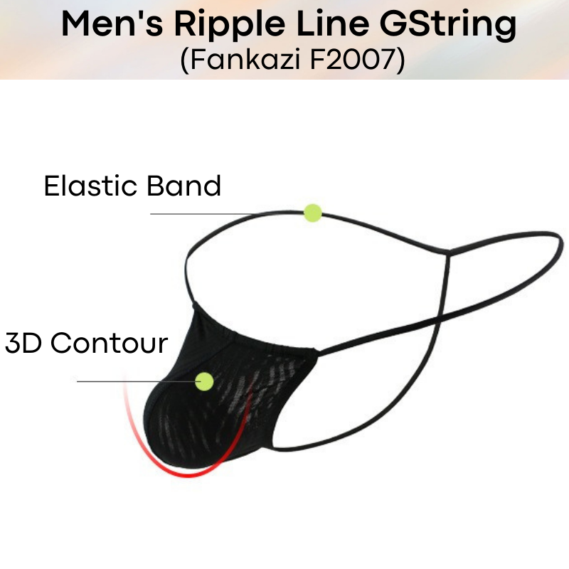 Men's GString : Ripple Line Semi Translucent Underwear (Fankazi F2007)