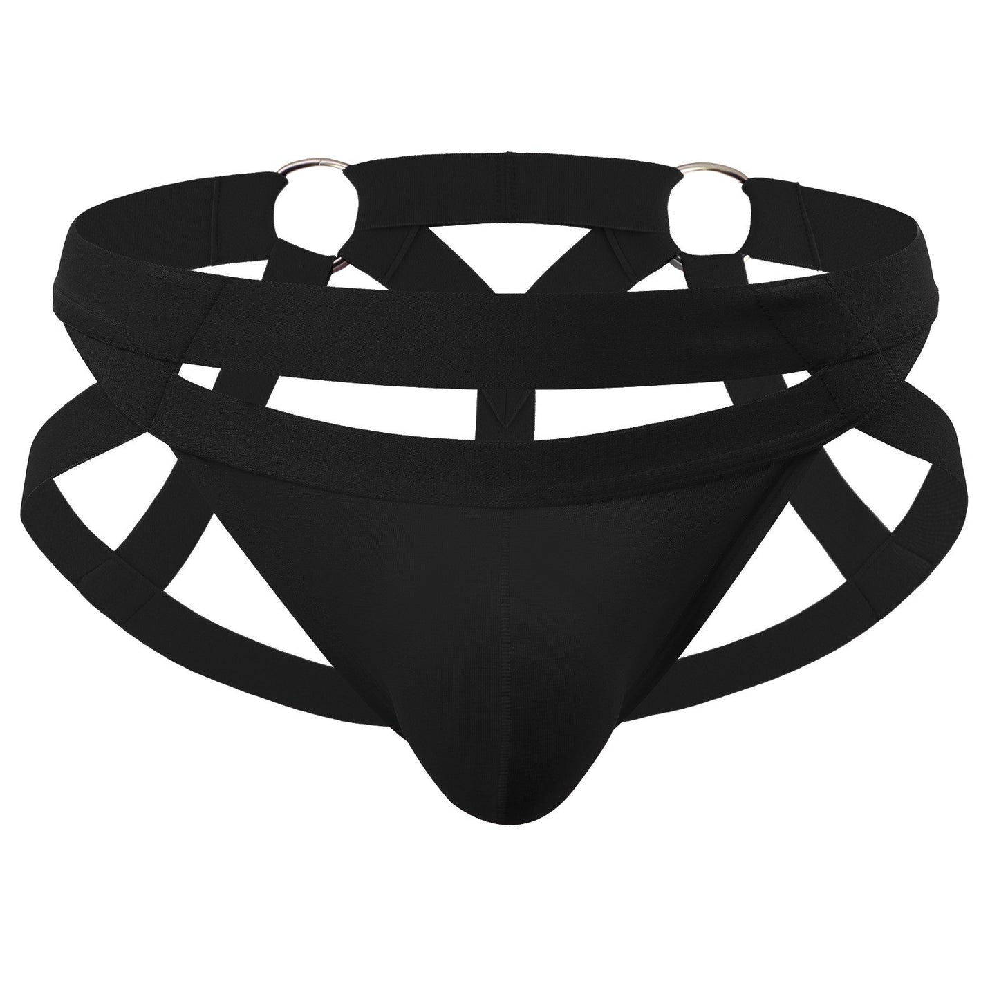 Men's Jockstrap : Double Cross with Metal Ring Underwear (Clever Menmode CMF492)