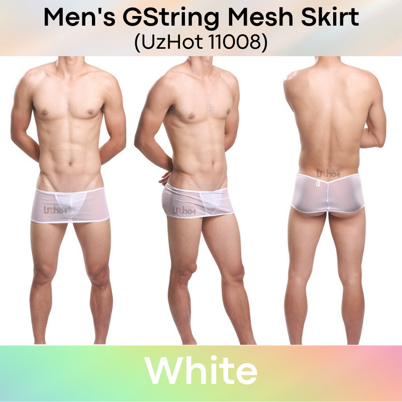 Men's Shorts : Mesh with GString Skirt Underwear (UzHot 11008)