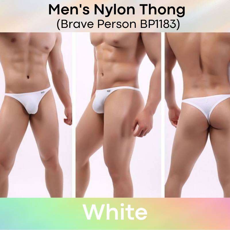 Men's Thong : Highback Nylon Underwear (Brave Person 1183)