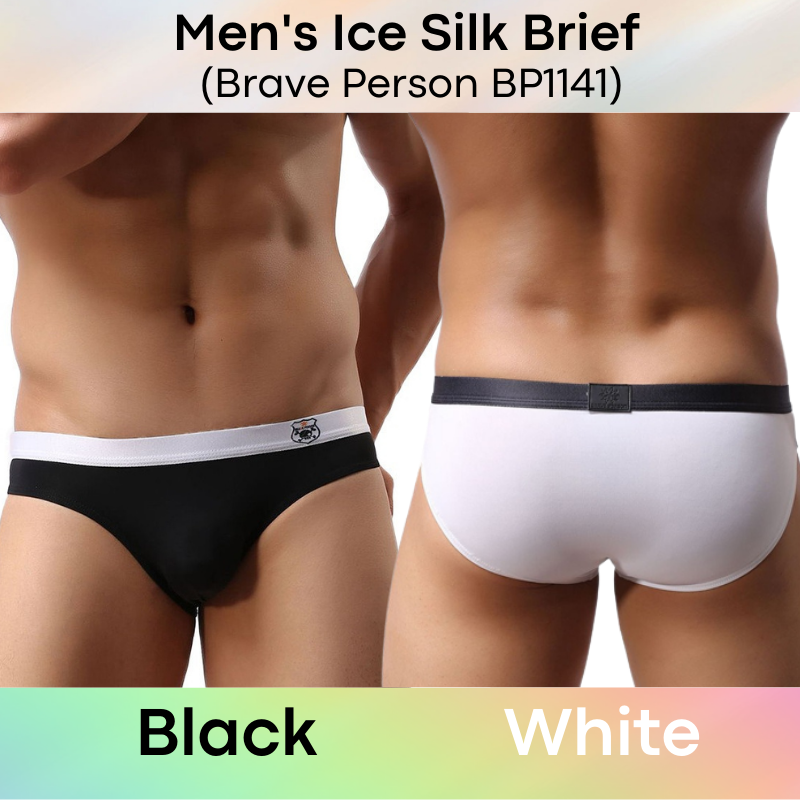 Men's Brief : Low Waist Ice Silk Underwear (Brave Person BP1141)