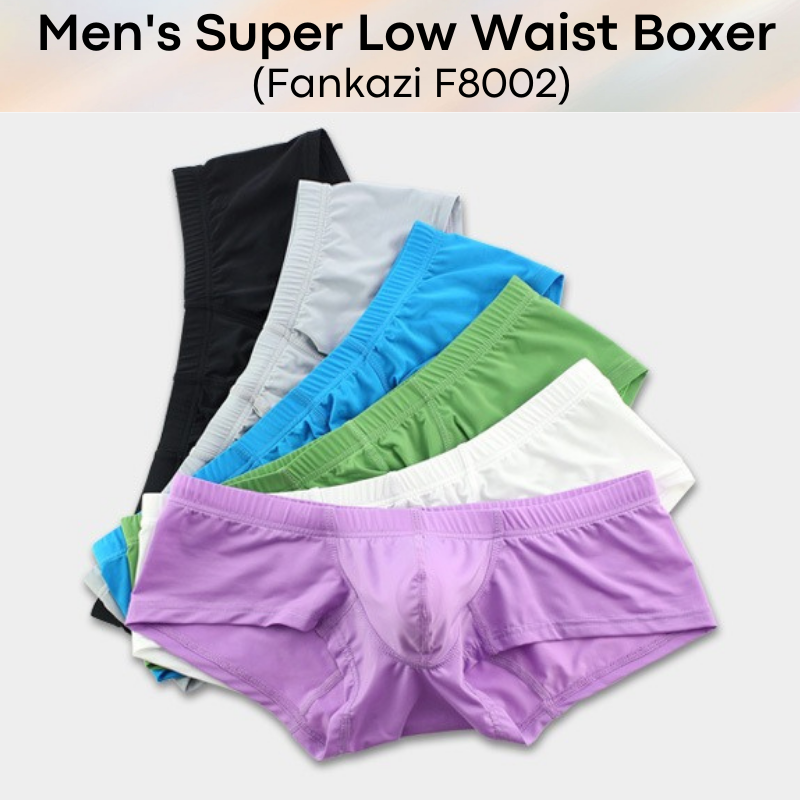 Men's Boxer : Super Low Waist Ice Silk 3D Contour Underwear (Fankazi F8002)