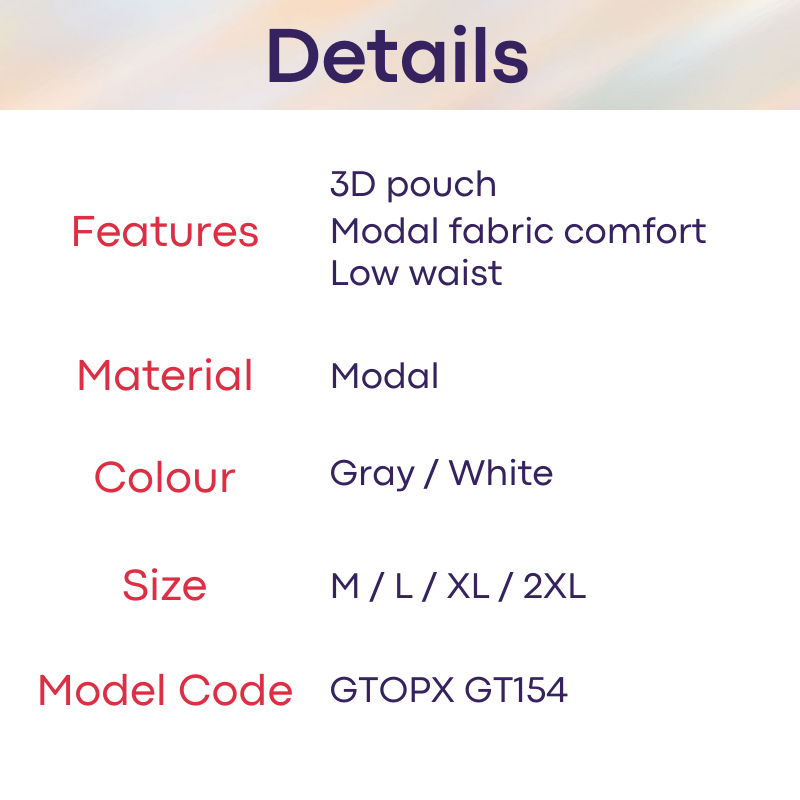 Men's Boxer : Modal Fabric 3D Pouch Underwear (GTOPX GT154)