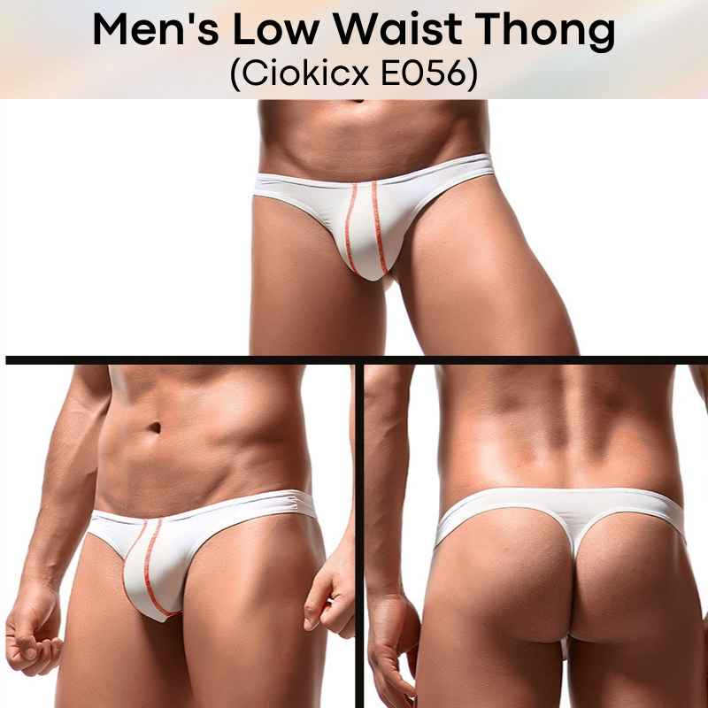 Men's Thong : Low Waist Polyester Thong Underwear (Ciokicx E056)