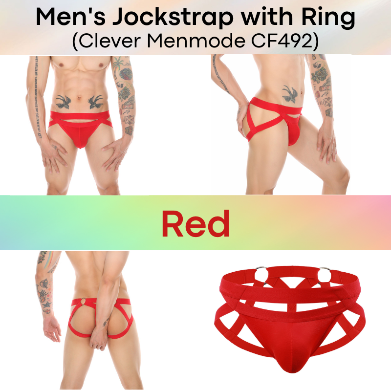 Men's Jockstrap : Double Cross with Metal Ring Underwear (Clever Menmode CMF492)