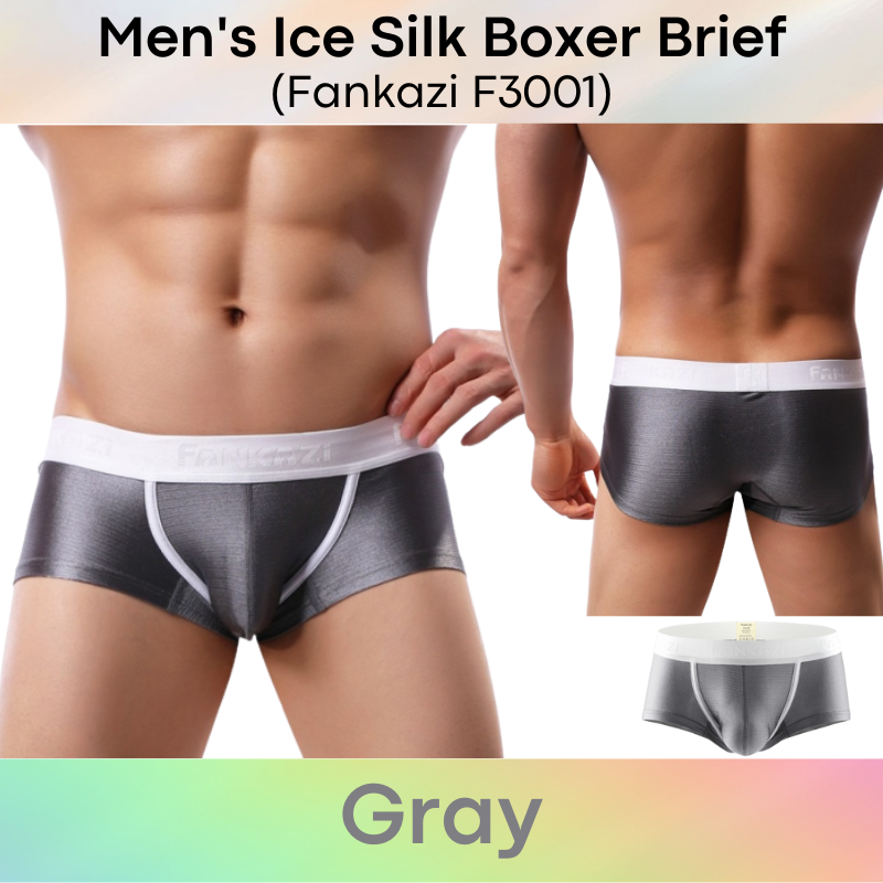 Men's Boxer : Low Waist Ice Silk Underwear (Fankazi F3001)