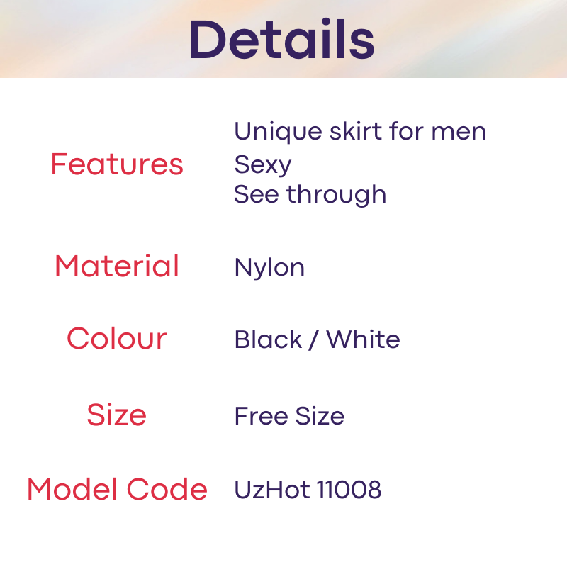 Men's Shorts : Mesh with GString Skirt Underwear (UzHot 11008)
