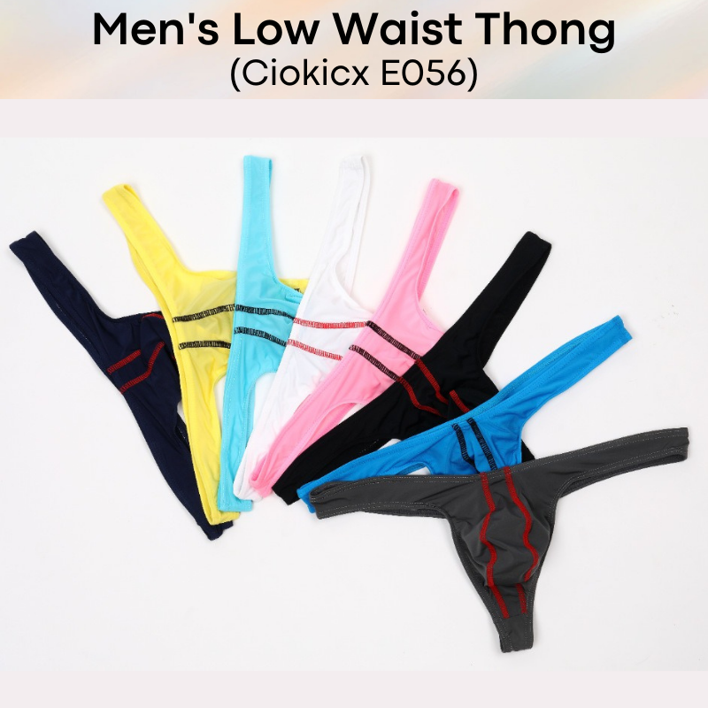 Men's Thong : Low Waist Polyester Thong Underwear (Ciokicx E056)