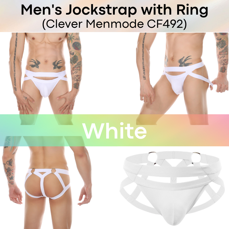 Men's Jockstrap : Double Cross with Metal Ring Underwear (Clever Menmode CMF492)