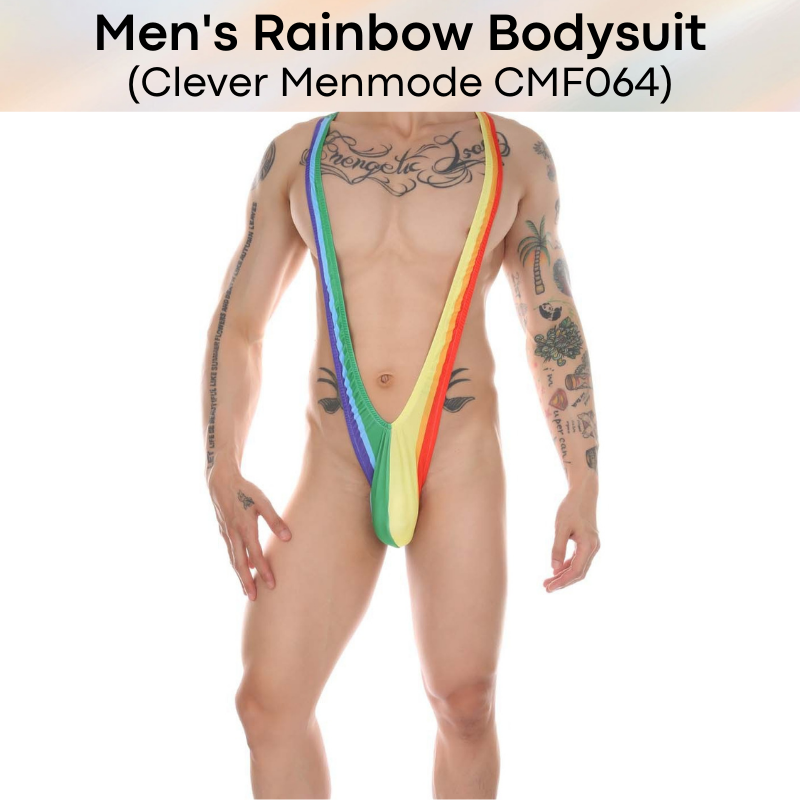 Men's Bodysuit : Rainbow T Back Thong (Clever Menmode CMF064)