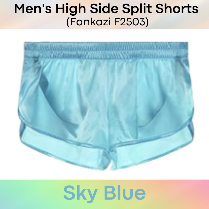Men's Shorts : High Split Silky Shorts with Inner Jockstrap (Fankazi F2503)