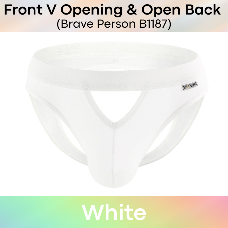 Men's Brief : Front V Opening/Open Back Underwear (Brave Person BP1187)