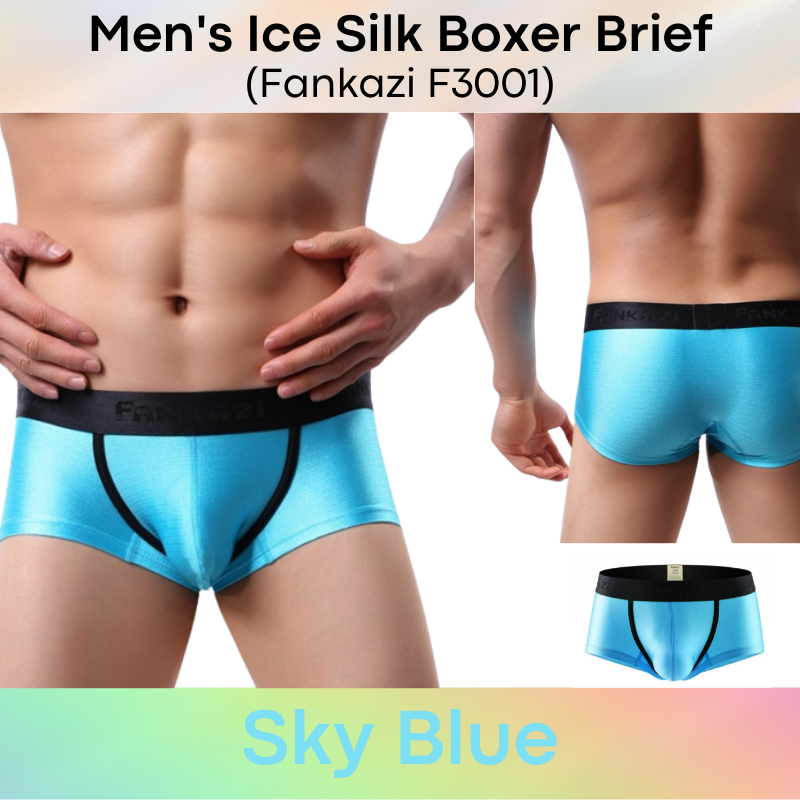 Men's Boxer : Low Waist Ice Silk Underwear (Fankazi F3001)