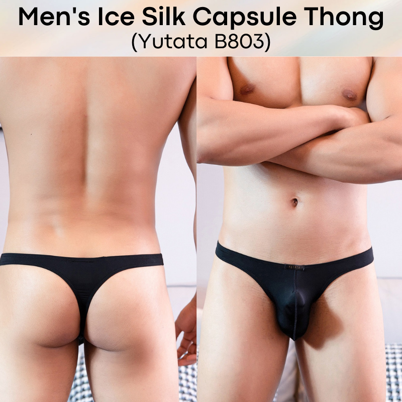 Men's Thong : Ice Silk Capsule Compartment Underwear (Yutata B803)