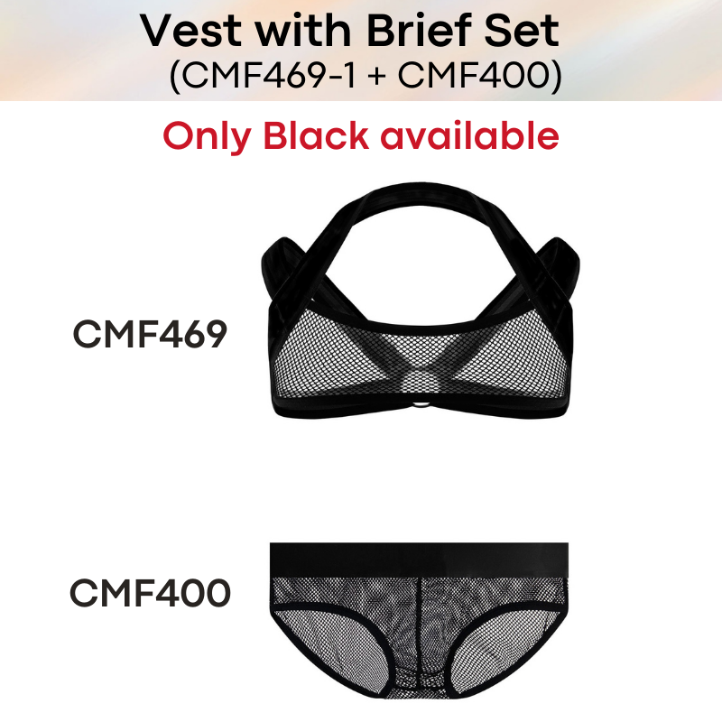 Men's Harness : Net Cropped Vest and Brief (Clever Menmode CMF469/400)