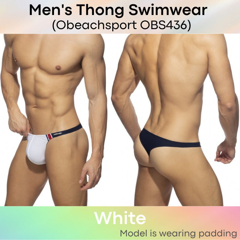 Men's Swimwear : Low Waist Polyester Swim Thong (Obeachsport OBS436)