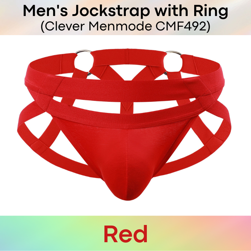 Men's Jockstrap : Double Cross with Metal Ring Underwear (Clever Menmode CMF492)