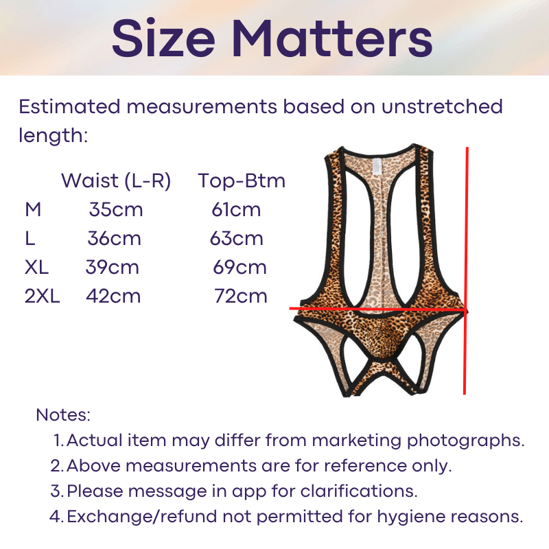 Men's Bodysuit : Leopard Print Open Back (B208)