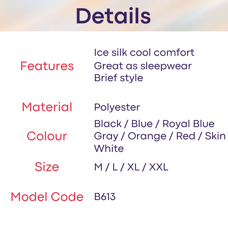 Men's Bodysuit : Ice Silk Brief Style (B613)