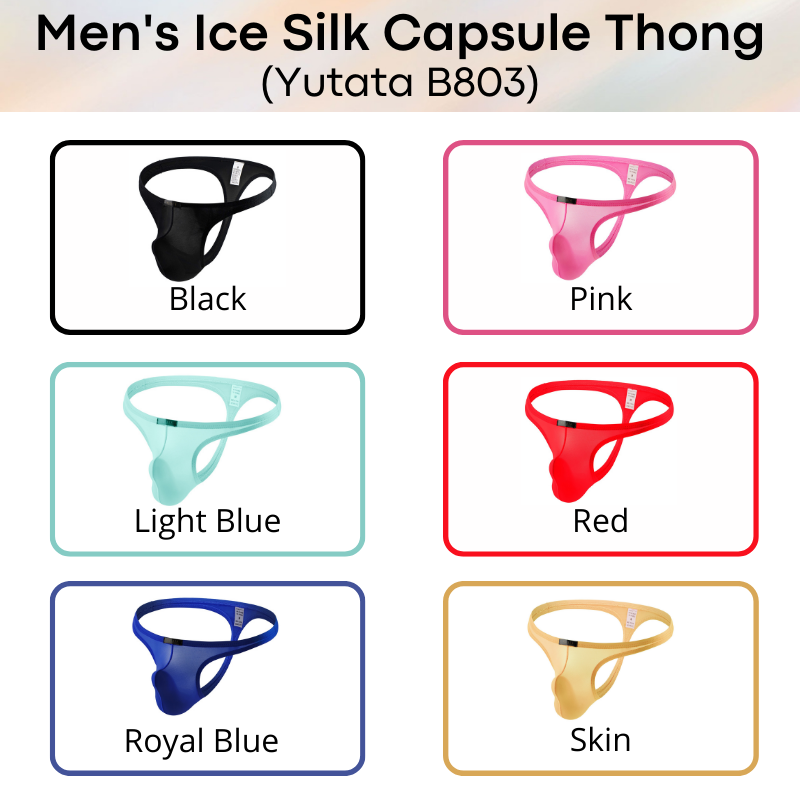 Men's Thong : Ice Silk Capsule Compartment Underwear (Yutata B803)