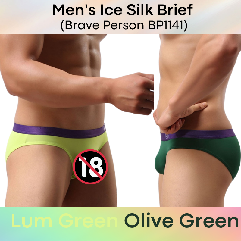 Men's Brief : Low Waist Ice Silk Underwear (Brave Person BP1141)