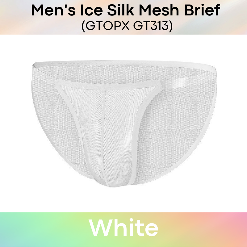 Men's Brief : Ice Silk Mesh with Plastic Sideband Brief Underwear (GT313)