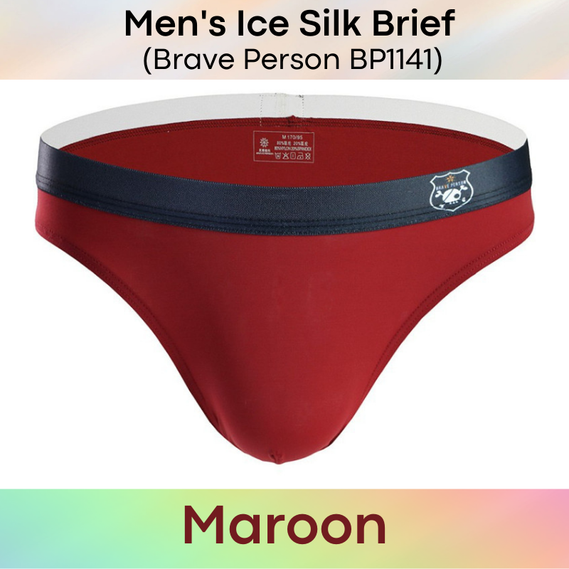 Men's Brief : Low Waist Ice Silk Underwear (Brave Person BP1141)