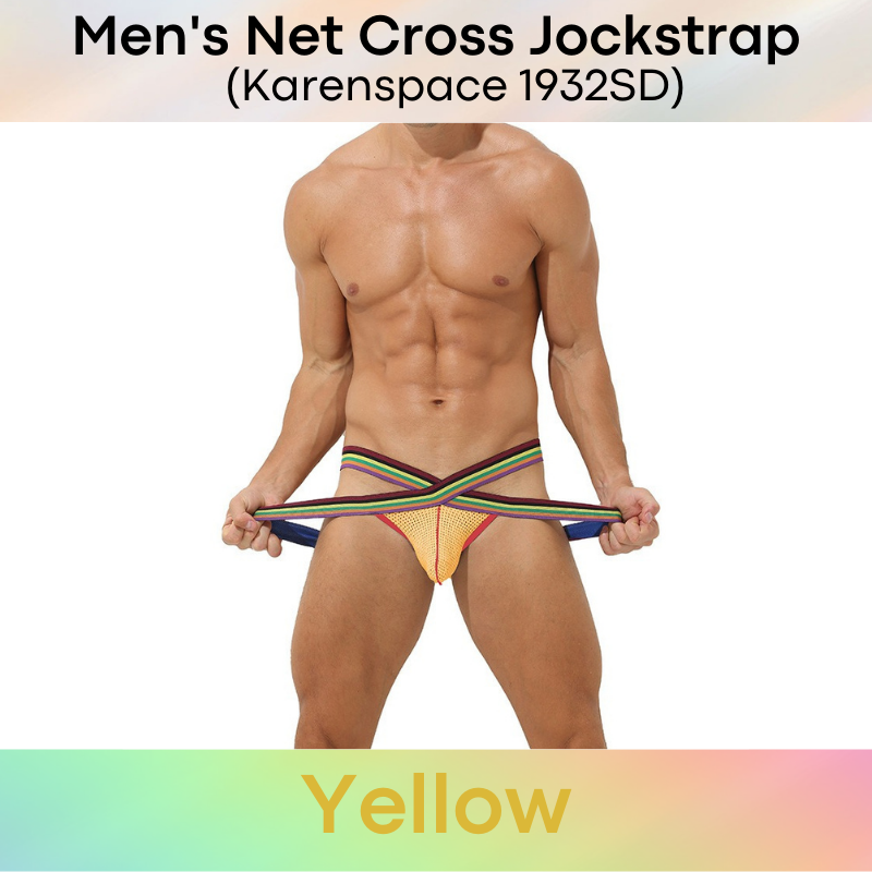 Men's Jockstrap : Netted Pouch Cross Jockstrap (Karenspace KS1932SD)