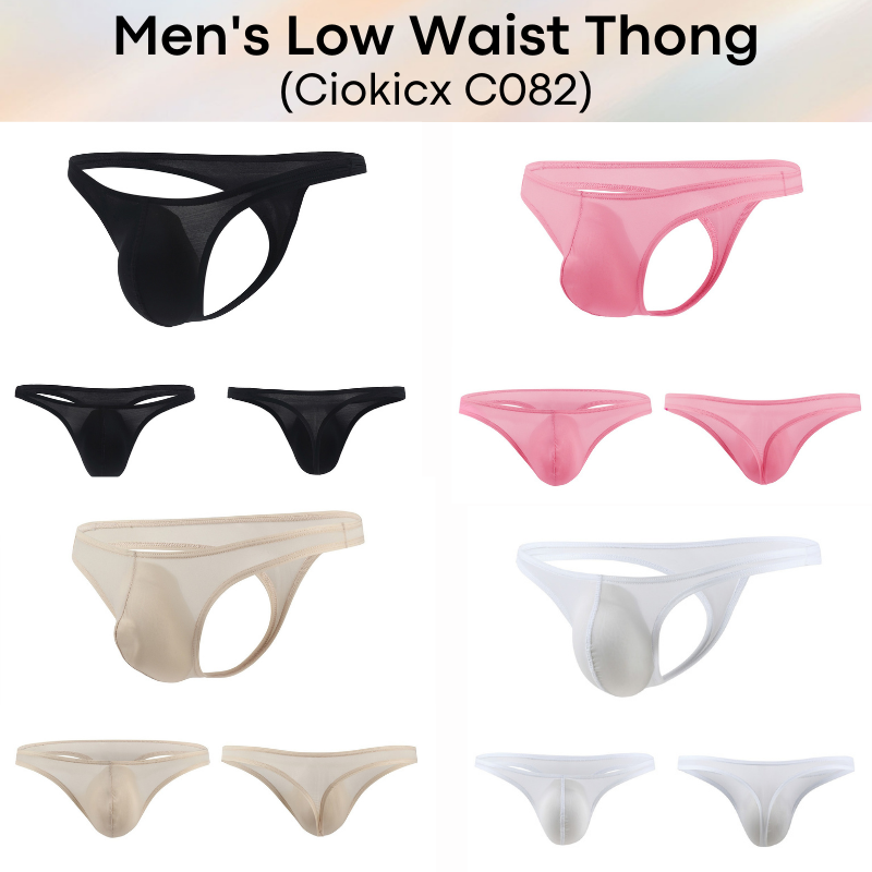 Men's Thong : Low Waist Polyester Thong Underwear (Ciokicx C082)